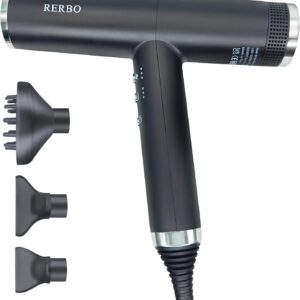 Professional Ionic Hair Dryer High-Speed 110000 RPM Low Noise Temperature Control Portable Negative Ionic Blow Dryer with Diffuser and Concentrator for Home, Travel and Salon