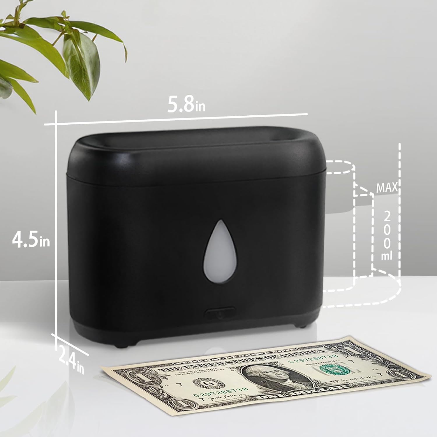 Flame Diffuser for Essential Oils, 200ml Ultrasonic Aroma Diffusers with Cool Mist, Aromatherapy Diffuser with Auto-Off Protection, Small Humidifier for Home,Office,Bedroom,Gift (Black) - Image 4