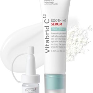 12 Hour Vitamin C Soothing Serum for Acne & Blemish-Prone Sensitive Skin - Improves Sebum, Pores and Redness - Peptides, Niacinamide, Madecassoside, 1.01 fl.oz. Powder 0.04oz.