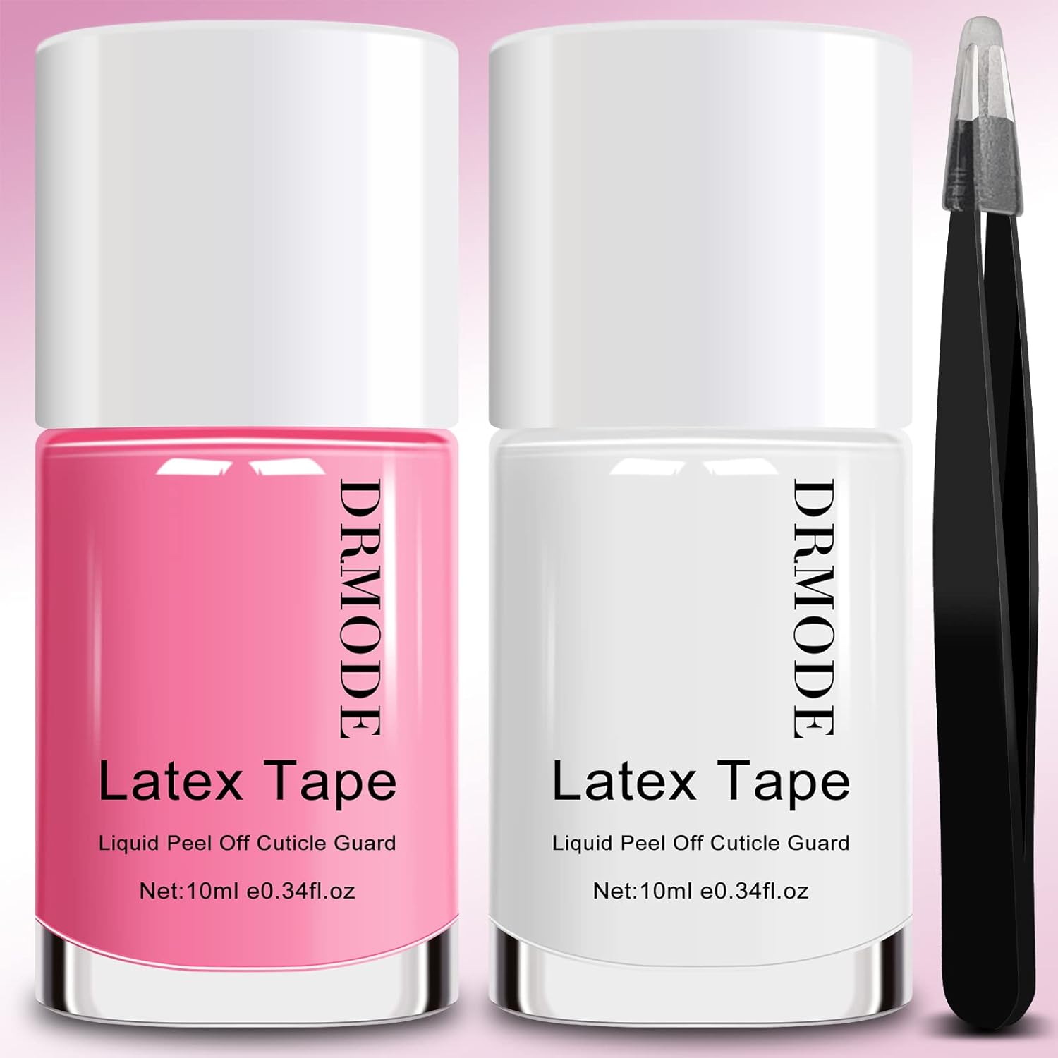 Liquid Latex for Nails, DRMODE Nail Latex Tape Peel Off Fast Drying Nail Polish Barrier, Nail Cuticle Guard Protector for Fingers Nail Stamping with Tweezers for Nail Art