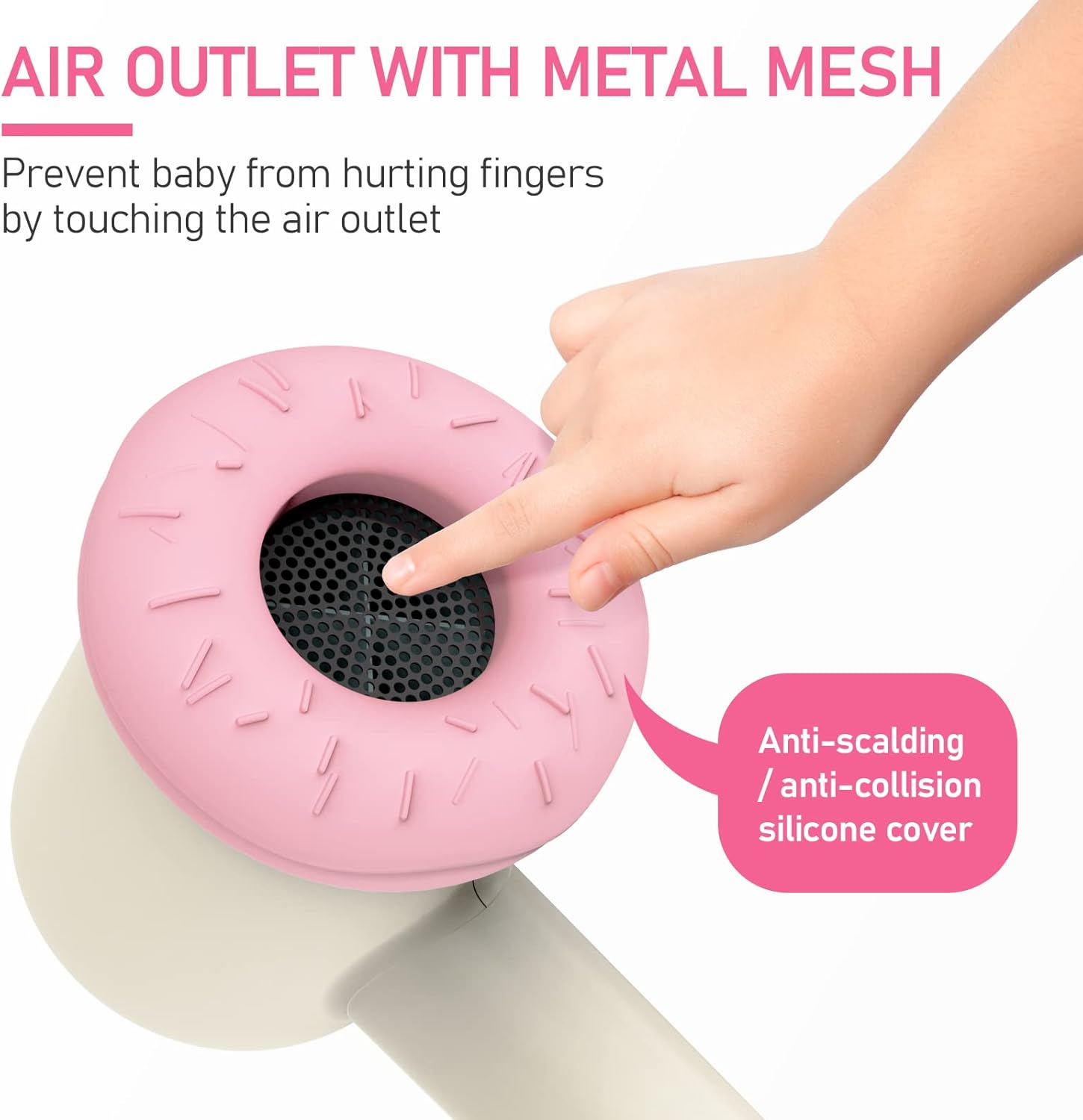 Cordless Hair Dryer for Baby, Mini Kids Hair Blow Dryer Rechargeable Low Noise Gentle Heat for Infant Butt Skin with 3 Speed Settings, 0-3 Years Using (Pink) - Image 9