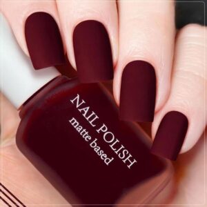 COSMOO 12ml Wine Red Matte Nail Polish, Quick Dry Nail Lacquer for Nail Art Varnish, Mist Effect Matte Finish Velvet Nail Polish, 0.41 fl oz (Wine Red, 0.41 fl oz)