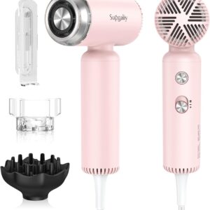 Hair Dryer 110V Only- Ionic High-Speed Motor for Fast Drying, Portable Lightweight Blow Dryer, Quiet Professional Blowdryer with Magnetic Curly Diffuser & Concentrator for Home Travel