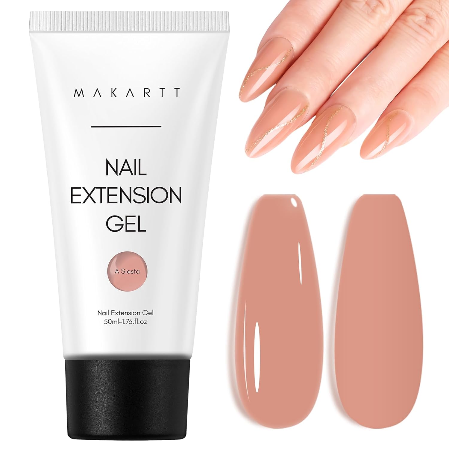 Makartt Poly Nail Gel, 50ML Nude Nature Builder for Nail Extension Elegant All Season Gel Color for 3D Molding Gel Nail Strengtheners-Long-Lasting Supplies for DIY Salon Quality-A Siesta