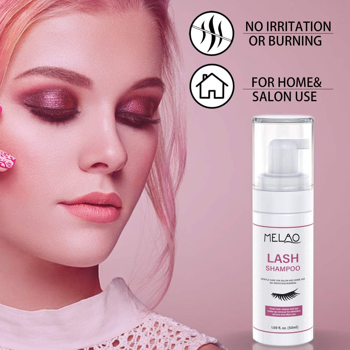 Eyelash Extension Cleanser Eyelid Foaming Cleanser Lash Foam Shampoo for Extensions, Oil, Paraben & Sulfate Free,100% Safe for Natural Lashes, Non-Irritating, Perfect for Professional Salon 1.69fl.oz - Image 7