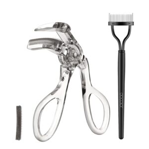 docolor Eyelash Curler with Eyelash Comb, Lash Curler with Silicone Refill Pads Suitable for all eye shapes Curl up to one day Easy to operate No Pinching or Pulling eyelash Eye Makeup Tool