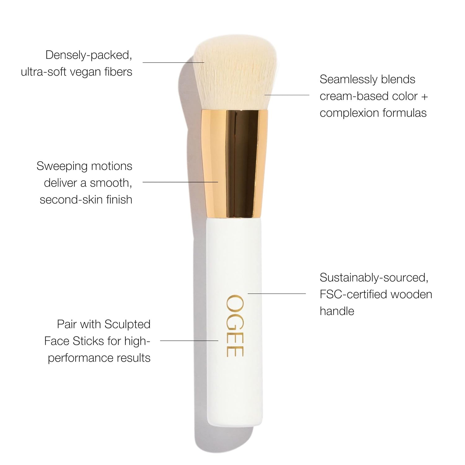 Ogee Blender Brush - Professional Quality Makeup Brush - Ultra-Soft Foundation Brush with Vegan Bristles for Flawless Makeup Application - Image 4