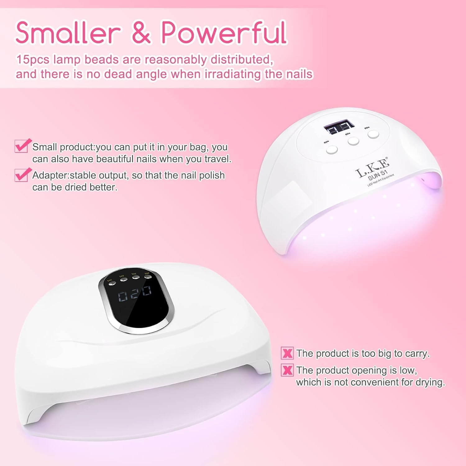 Wisdompark 72W UV LED Nail Lamp Dryer for Gel Polish 15 Beads LCD Display - Image 4