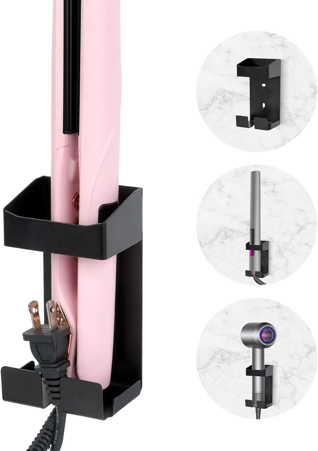 Curling Iron Holder, Hot Tools Holder, Hair Dryer and Curling Iron Holder Wall Mounted, Hair Tool Organizer for Holds Hair Dryer and Flat Iron and Curling