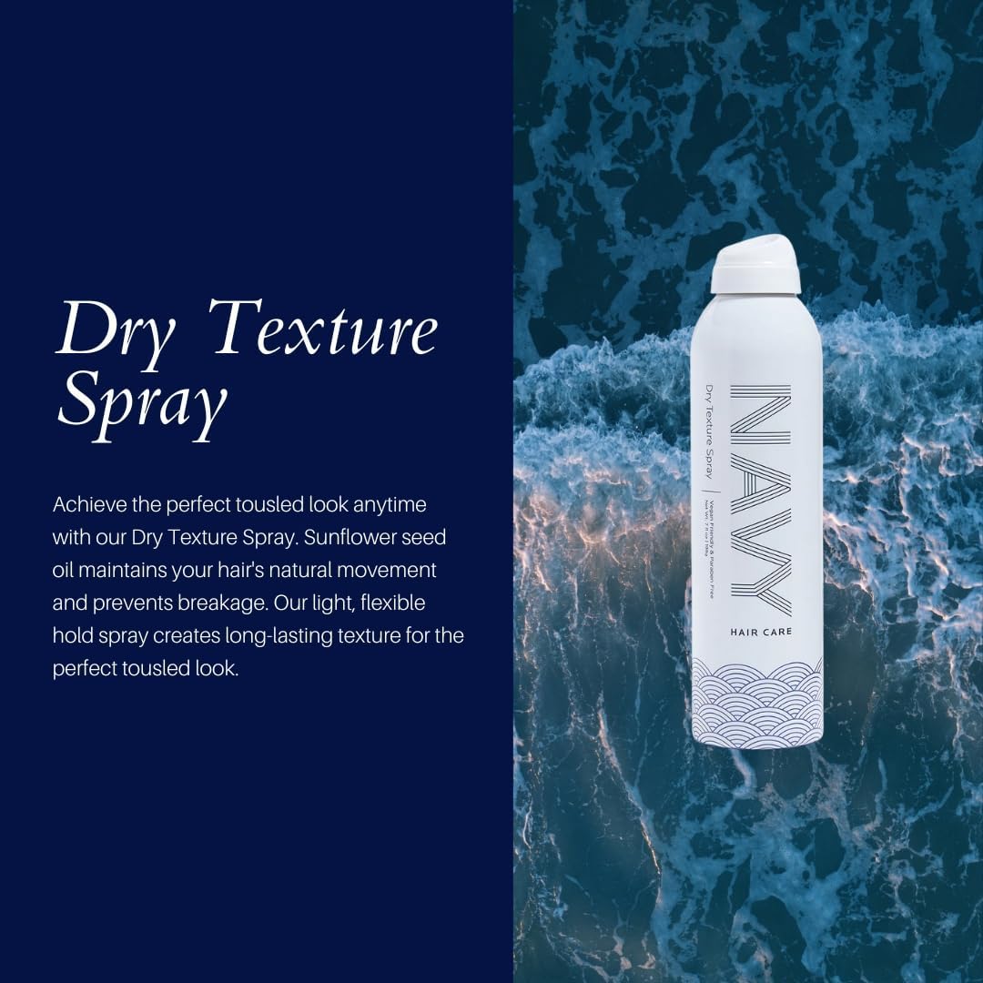 NAVY HAIR CARE Dry Texture Spray | Adds Instant Thickness + Volume | Sunflower Oil for Hair Breakage | 7 oz - Image 3