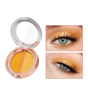 Double Color Eye Shadow Palette: Matte Shimmer Metal Eye Makeup Powder, Waterproof & Durable (07#Sunrise Yellow)