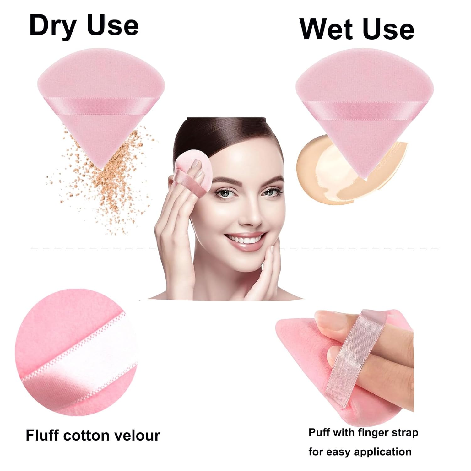 3.35" Portable Body Powder Jar with 1 Soft Puff and 6 Triangle Puffs Set - Image 6