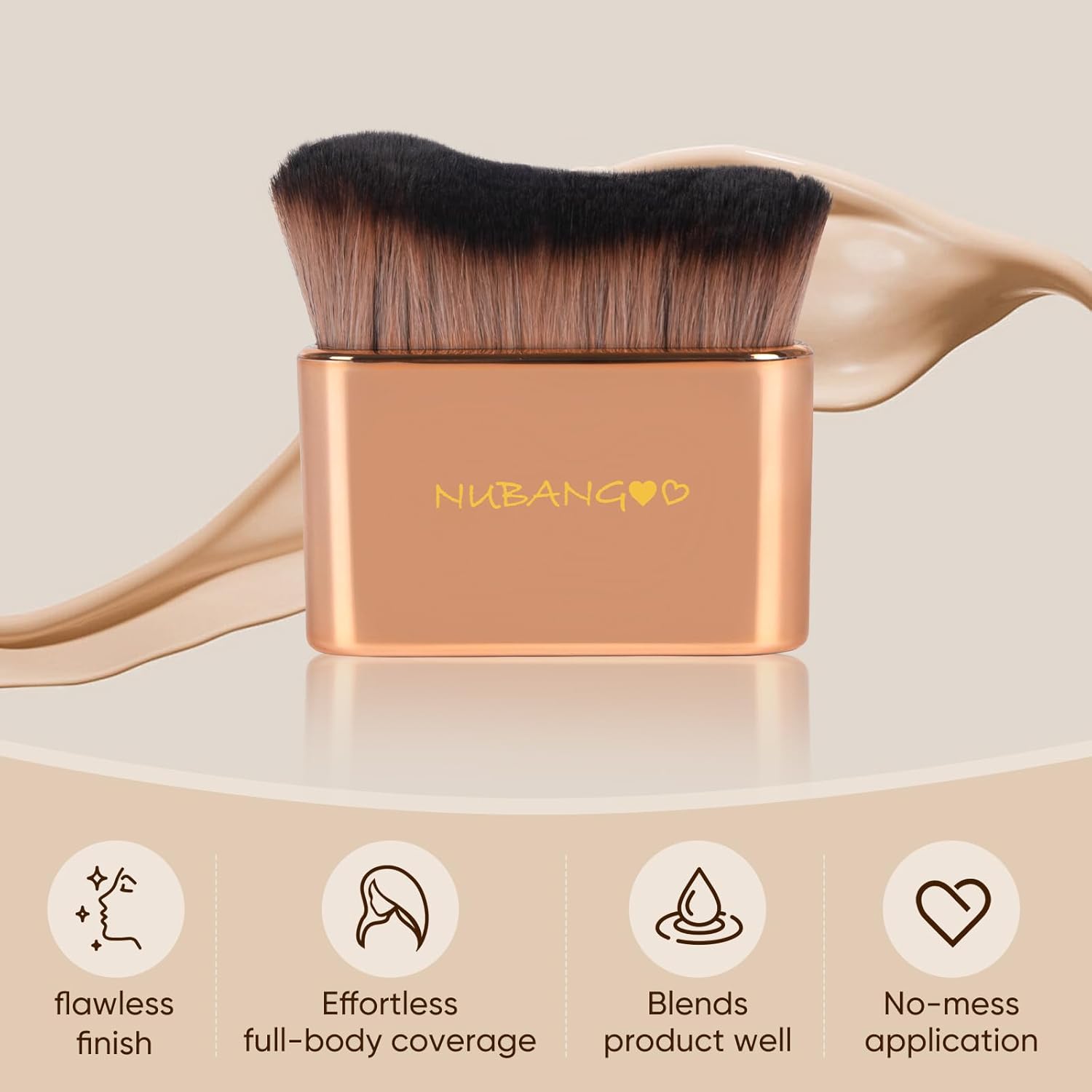 Professional Kabuki Foundation Brush,Makeup Brush, Self Tanner Brush,Self Tanning brush,Foundation Makeup Brush Cream Powder Liquid,Face Neck Body Leg Tanning Makeup (Pink Gold) - Image 6