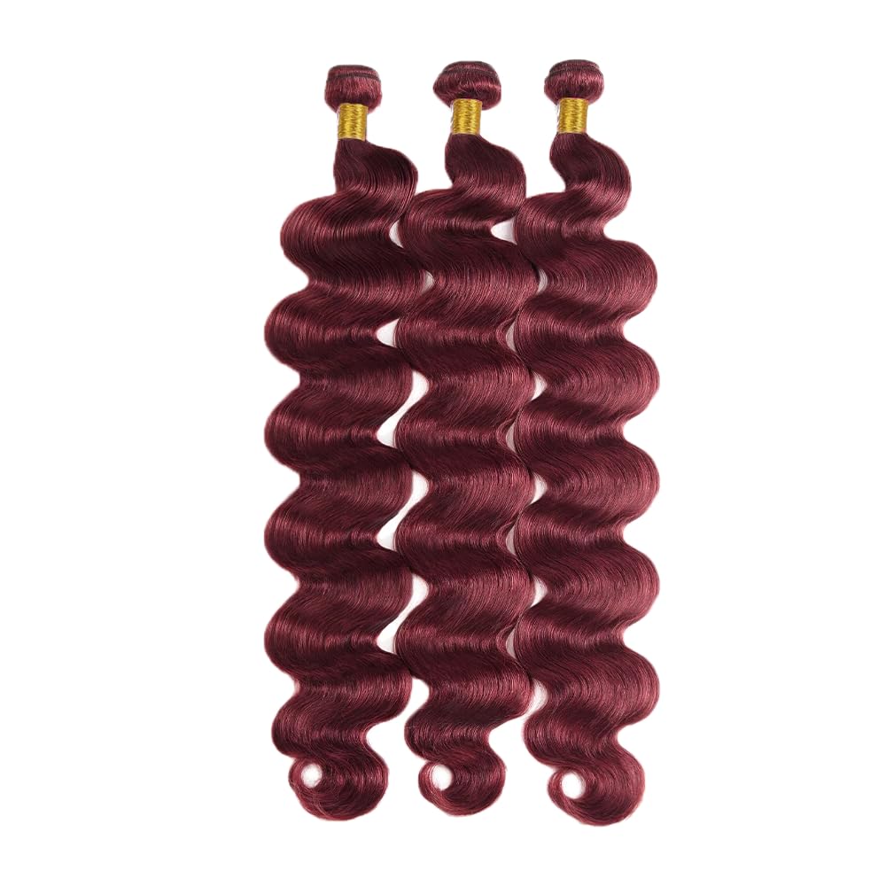 #99J Burgundy Bundles Human Hair Wine Red Body Wave Bundles 20 22 24 Inch Unprocessed Brazilian Virgin Hair 3 Bundle 50 Gram Per Bundle Deals Quick Weave Hair Extensions - Image 6