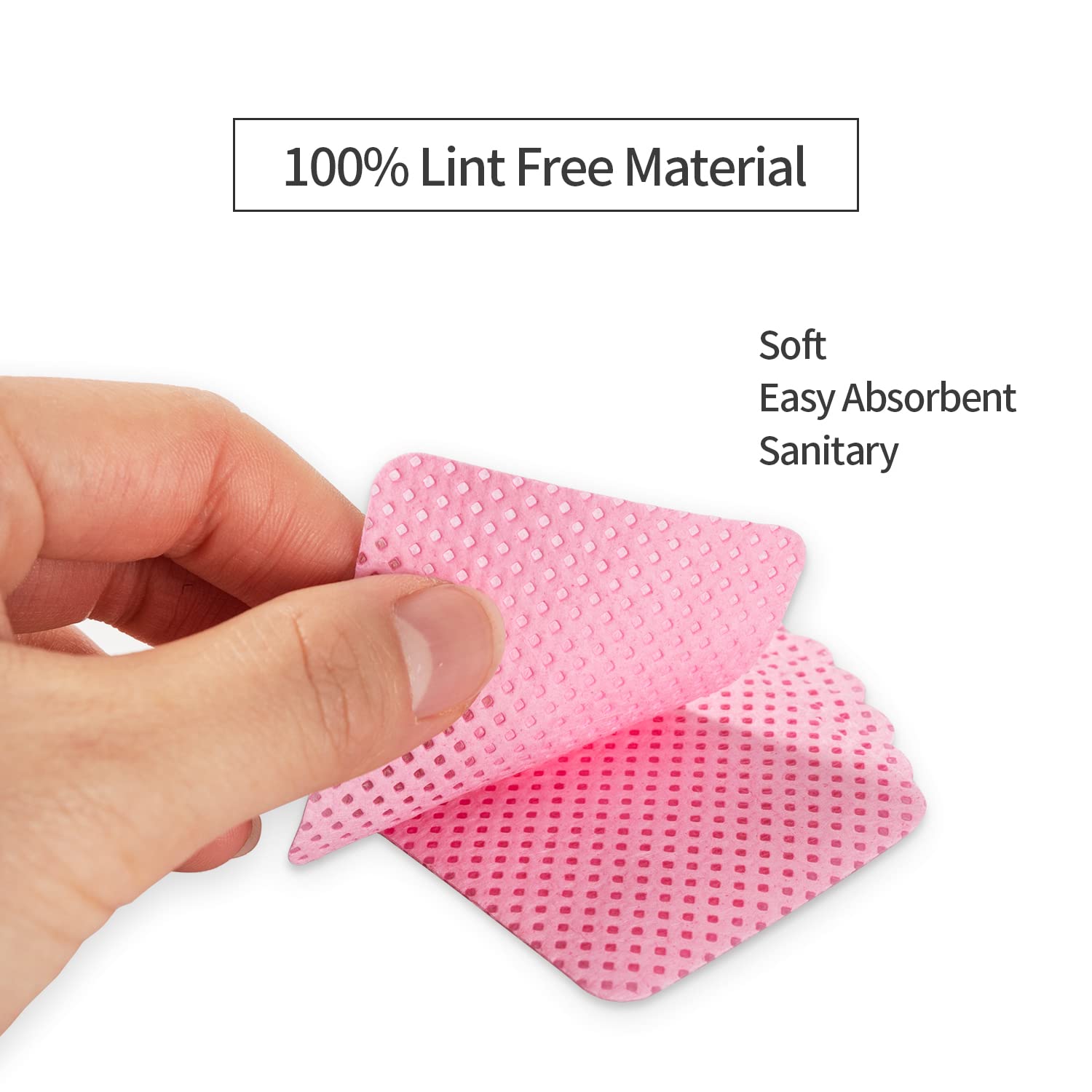 BLUERISE Lint Free Nail Wipes Pink 1200pcs Nail Polish Remover Pads Soft Absorbable Eyelash Extension Glue Cleaning Wipes - Image 7