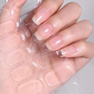 Semi Cured Gel Nail Strips, 20pcs Gel Nail Stickers UV, Gel Nail Wraps for Home Nails DIY (Clear)