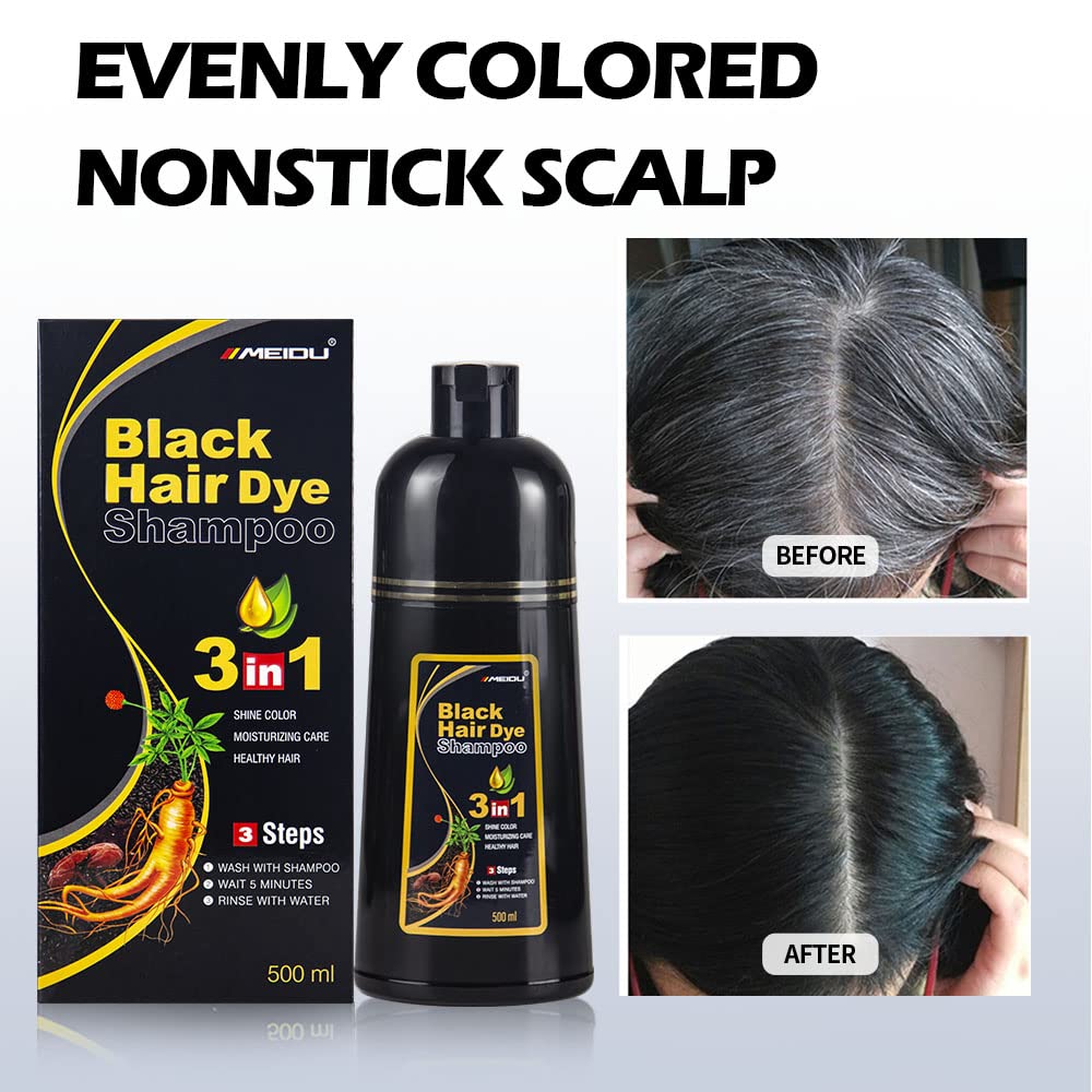 Ivnil Black Hair Dye Shampoo 3 in 1 Hair Color Shampoo for Women & Men for Gray Hair Coverage for Instant Champu Para Canas Mujer - Image 6