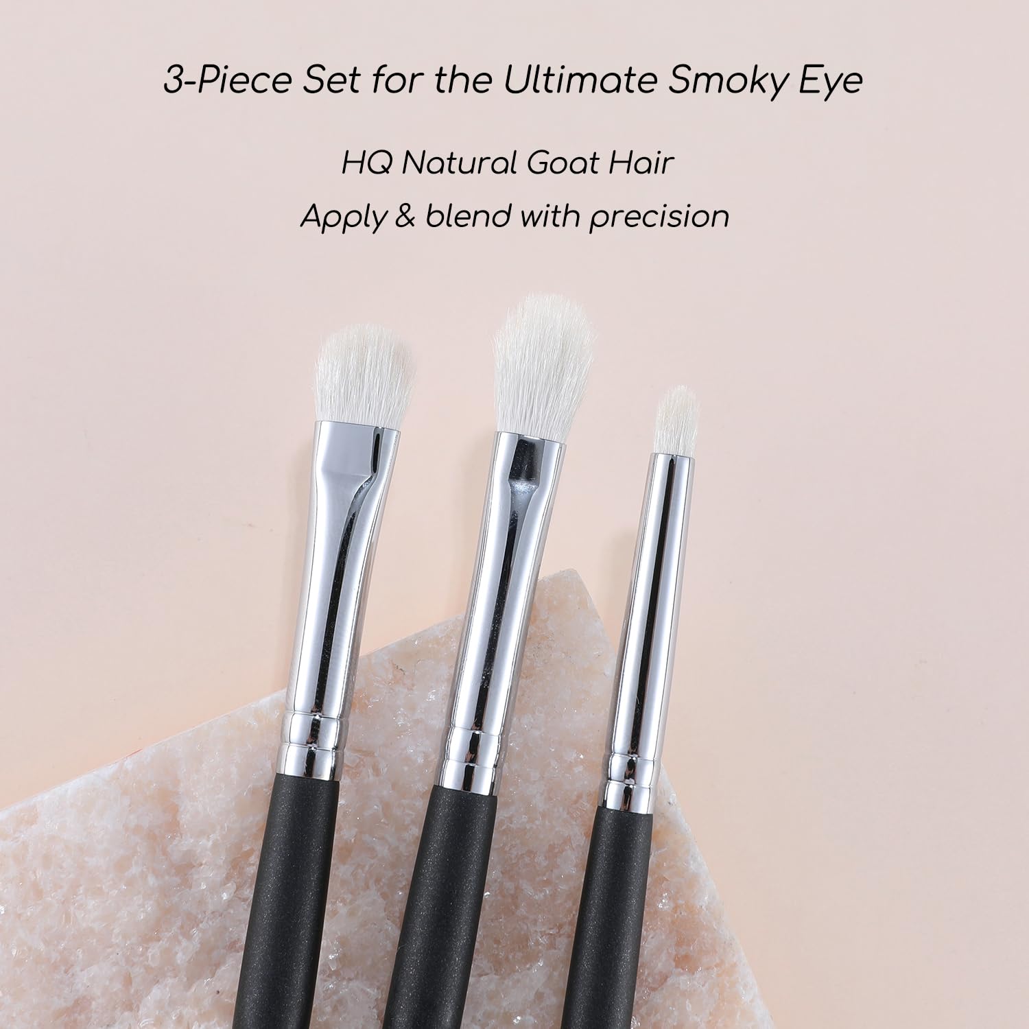 ENERGY Eyeshadow Brush Set 3PCS – Soft Natural Goat Hair for Smooth Blending,Eye Blending and Pencil Brushes for Flawless Makeup Application Black - Image 2