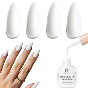 AZUREBEAUTY Warm White Nail Polish – Quick Dry, Long-Lasting, Natural Glossy Finish for DIY Manicure & Nail Art, Salon Quality, 10ml for Women