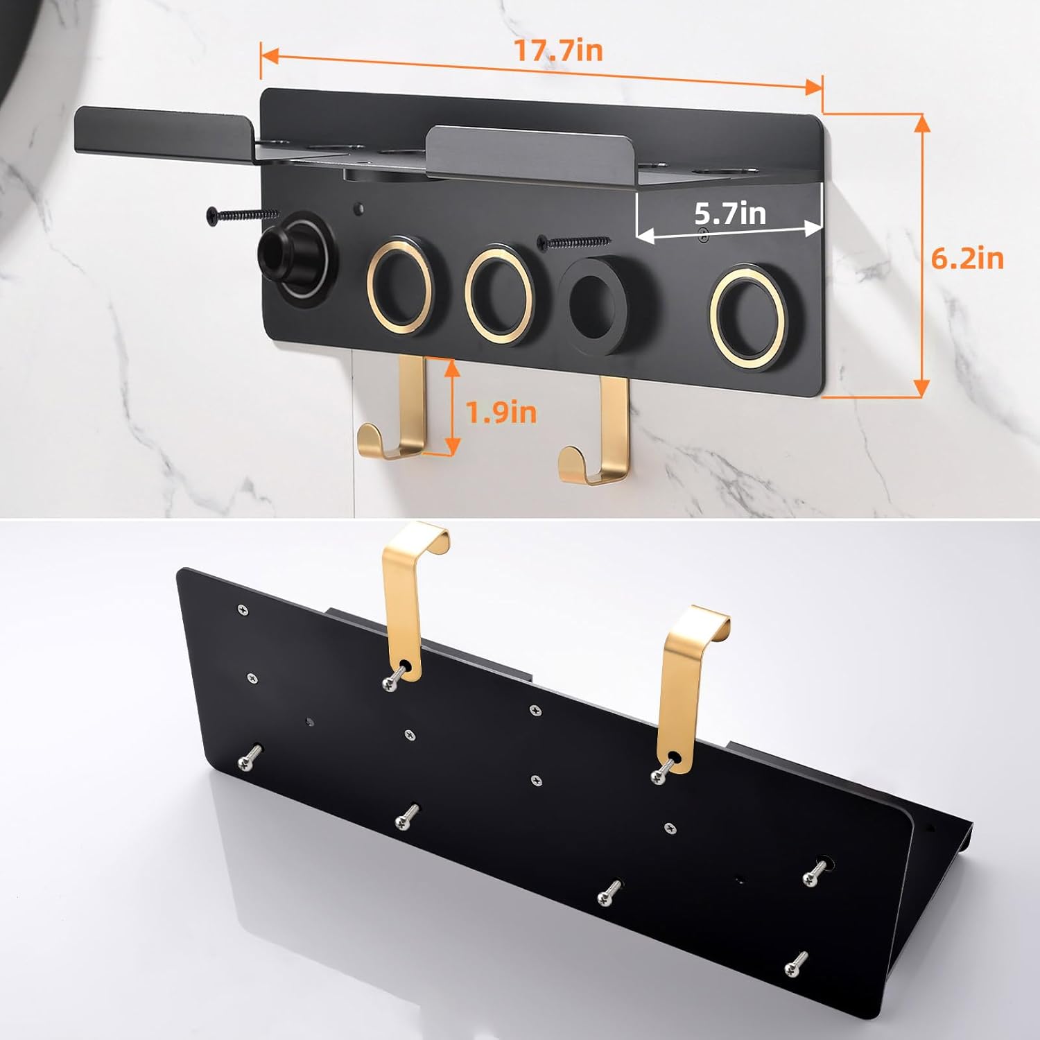 Wall Mount Holder Compatible for Dyson Hair Dryer Supersonic Nural Airwrap Hair Styler, Upgraded 2in1 Dyson Airwrap Holder Dyson Hair Dryer Holder for 5 Dyson Hair Dryer Attachments Chorten Nyima - Image 5