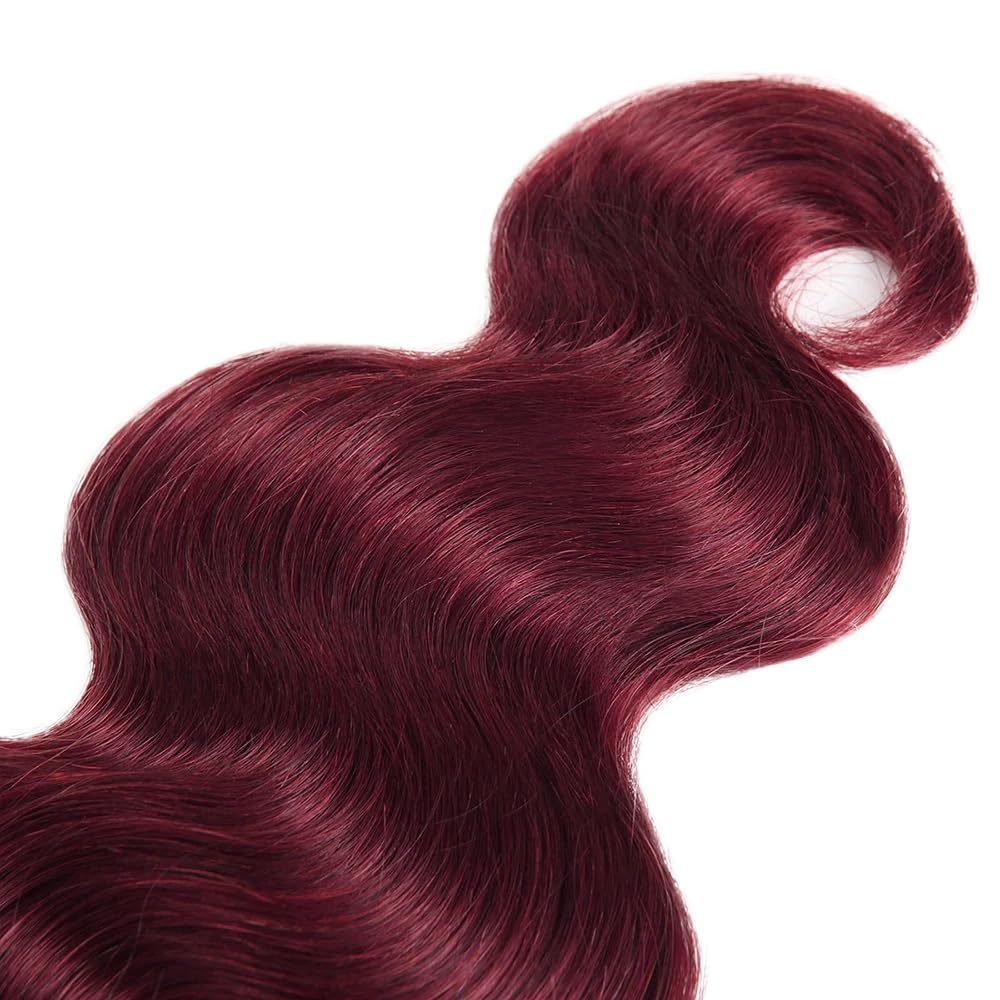 #99J Burgundy Bundles Human Hair Wine Red Body Wave Bundles 20 22 24 Inch Unprocessed Brazilian Virgin Hair 3 Bundle 50 Gram Per Bundle Deals Quick Weave Hair Extensions - Image 5