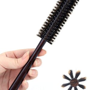 PERFEHAIR Small Round Hair Brush for Thin or Short Hair, Mini Round Boar Bristle Beard Brush for Men & Women