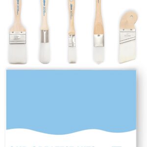 Zibra 5-Piece DIY Paint Brush Set with Detail and 2-inch Paint Brushes for Walls, Trim and Furniture, White