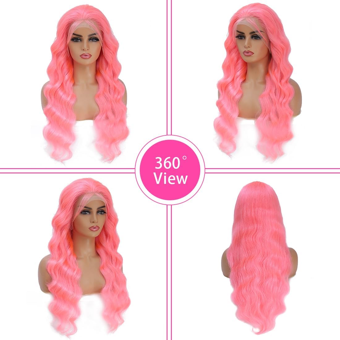 Pink Lace Front Wigs Human hair Pink Wigs Human Hair Body Curly Human Hair Wig For Women Body Wave Lace Frontal Wigs Human Hair 200% Density HD Transparent Pre Plucked 26 inch - Image 7