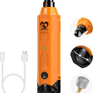 Casfuy 6-Speed Dog Nail Grinder - Newest Enhanced Pet Nail Grinder Super Quiet Rechargeable Electric Dog Nail Trimmer Painless Paws Grooming & Smoothing Tool for Large Medium Small Dogs (Orange)