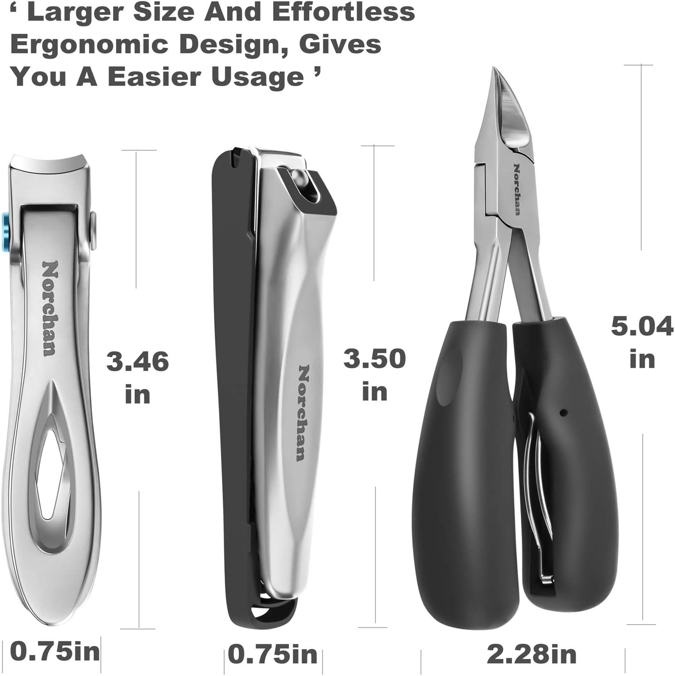 Large Nail Clippers Set, 5 Pcs Sharp Toenail and Fingernail Clippers for Men and Women (Premium, Big Size, Heavy-Duty Design) - Image 2