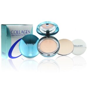 Enough Collagen Hydro Moisture Two Way Cake, Korean Makeup Setting Powder Foundation with Refill, Full Coverage Pressed Powder for Face with SPF25 (#23 Natural Beige)