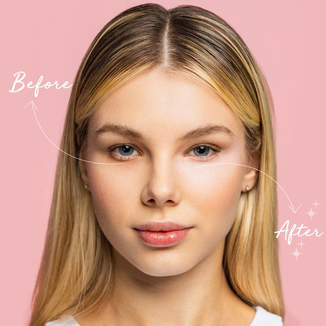 Palladio Under Eye Brightener, Conceal, Brightens, Reduces Appearance of Dark Circles, With Caffeine Peptides & Vitamin E, Tired Skin Color Correcting Brightener & Primer, Light to Medium Skin Tone - Image 2