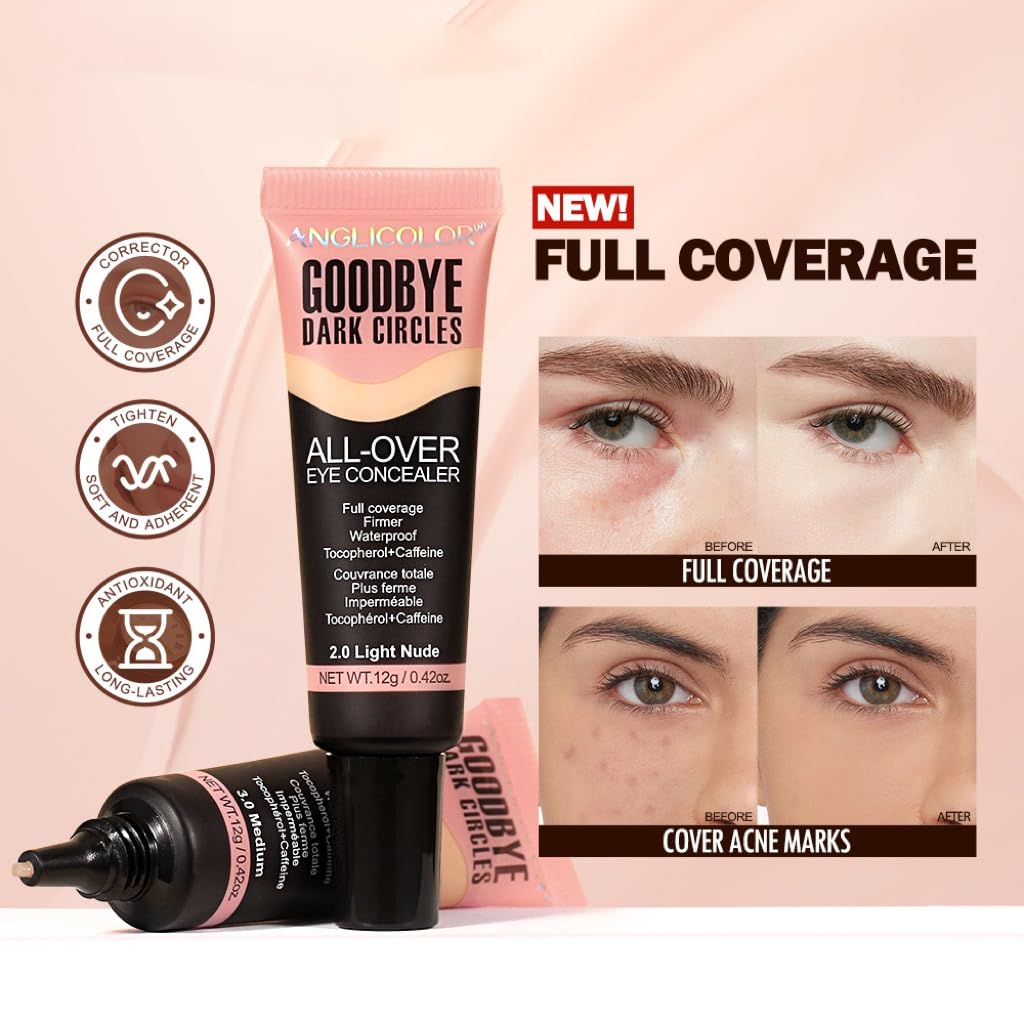 Under Eye Concealer, Color Corrector for Dark Circles, 【Full Coverage & Brightening】【Waterproof & Long Lasting】【Lightweight】Natural Matte Finish Concealer for Women, 01 Light - Image 3