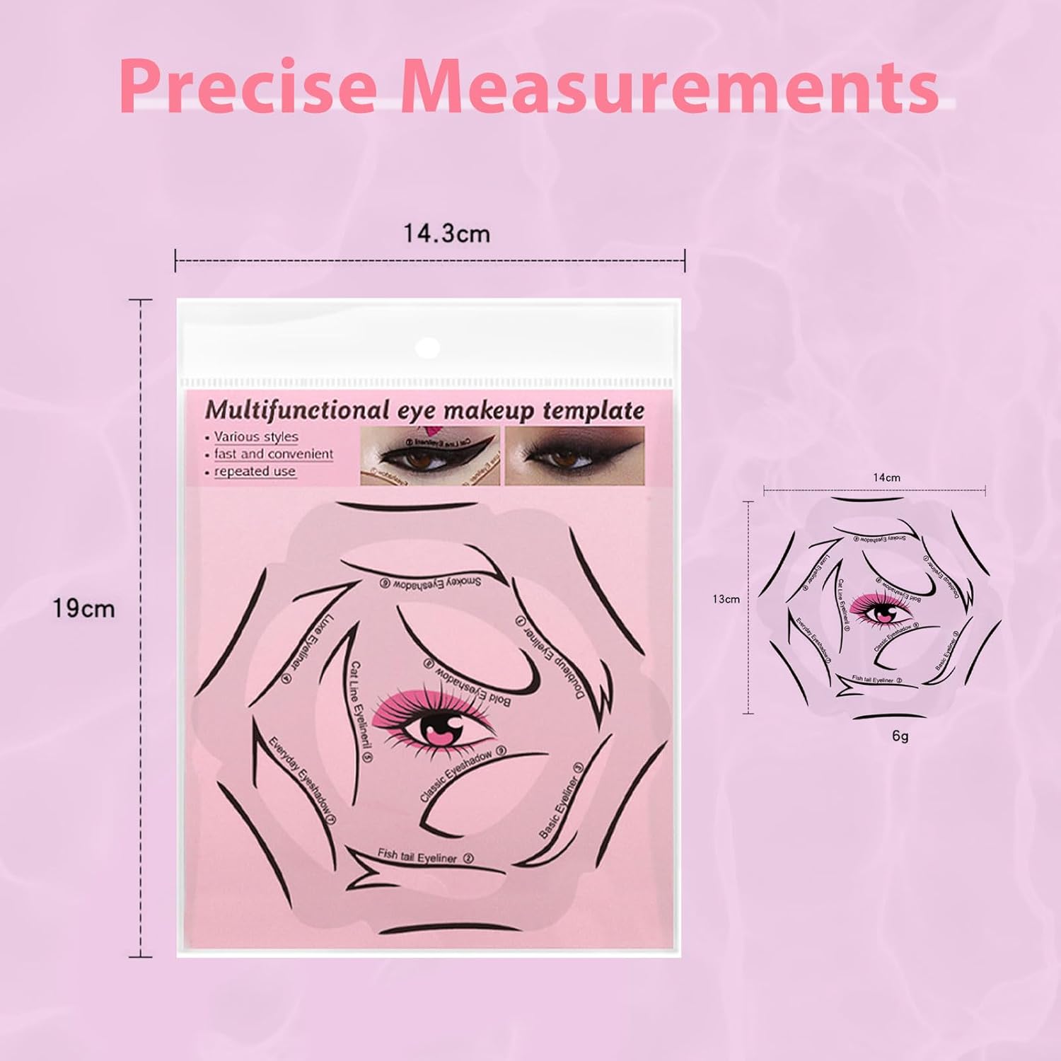 Eyeliner Stencils 4 Sheets Eyeliner Stencil Set 6 in 1 Reusable Eyeliner Stencils for Ideal Winged Tip Includes Eyeshadow Stencils and Eyeliner Tape Makeup Tool for Hooded Eyes, Clear - Image 7