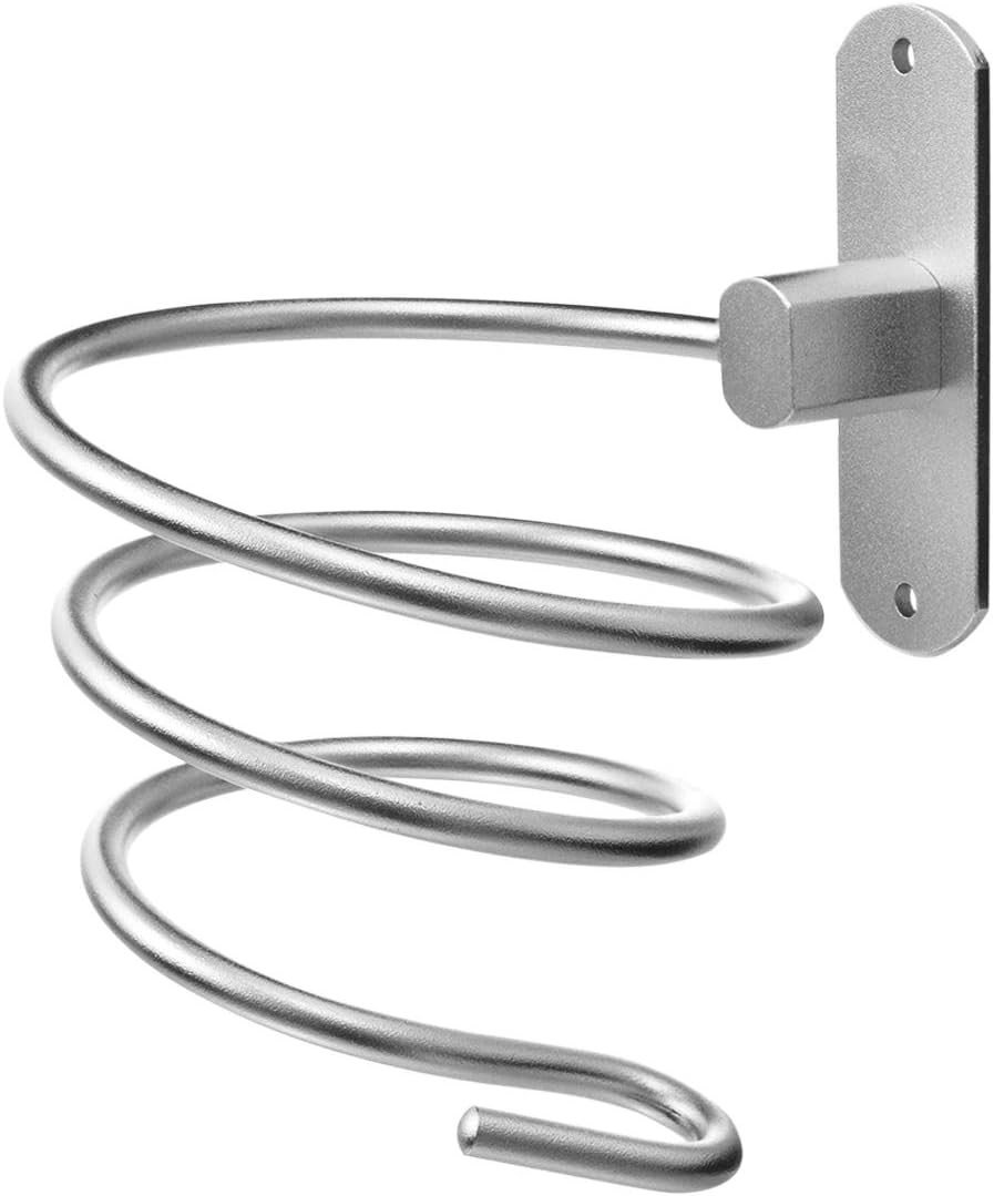 hicorfe Bathroom Hair Dryer Holder Hair Care Tools Holder Wall Mount (Bright White)