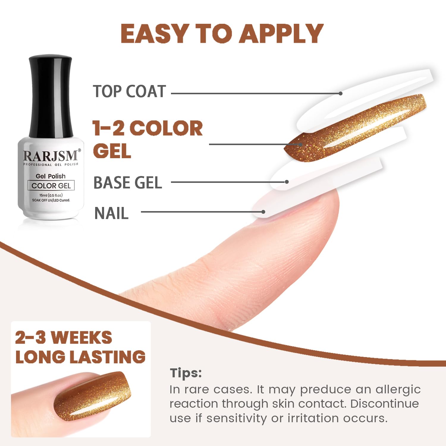 RARJSM Nude Glitter Gel Nail Polish Bronze Golden Rainbow Glitter Chunky Iridescent Sparkle Shimmer Diamond Transparent Gel Polish Single Bottle Soak off UV LED Cured for Home Salon Manicure - Image 6