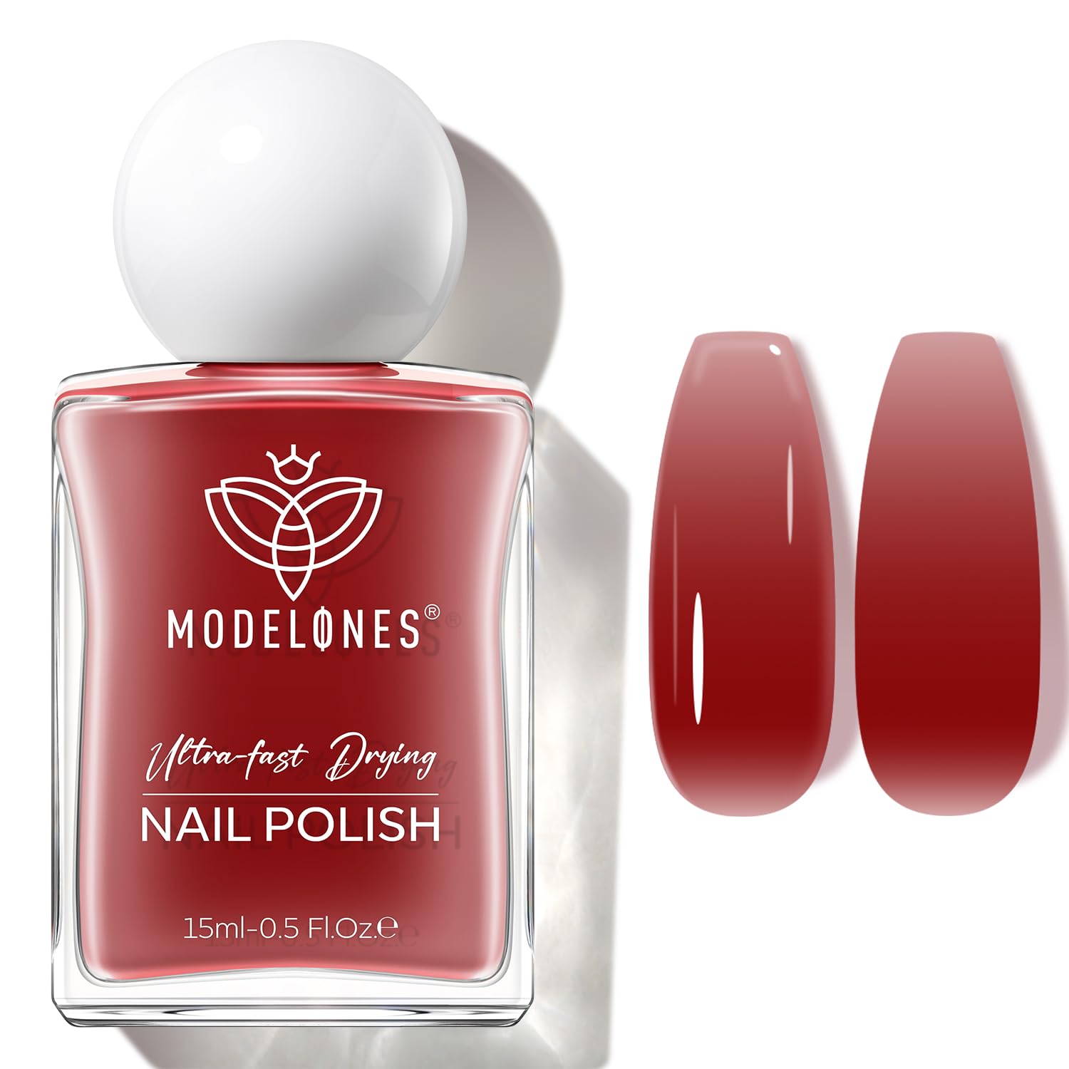 modelones Jelly Red Nail Polish, Sheer Dark Red Clear Translucent Semi-Transparent 15 ml Quick Dry Nail Lacquer Strengthener Long Last Finger Toe Nail Art DIY Manicure Gift for Women Girls 0.5 Fl Oz