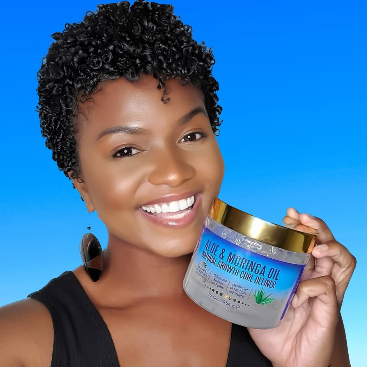 Nefertiti's Secrets Natural Growth Curl Definer | Aloe Vera and Moringa Oil for Hair Growth & Moisture | Strong Hold | Frizz Controller | Curly Hair Products for Women | 8 oz / 237 mL - Image 4