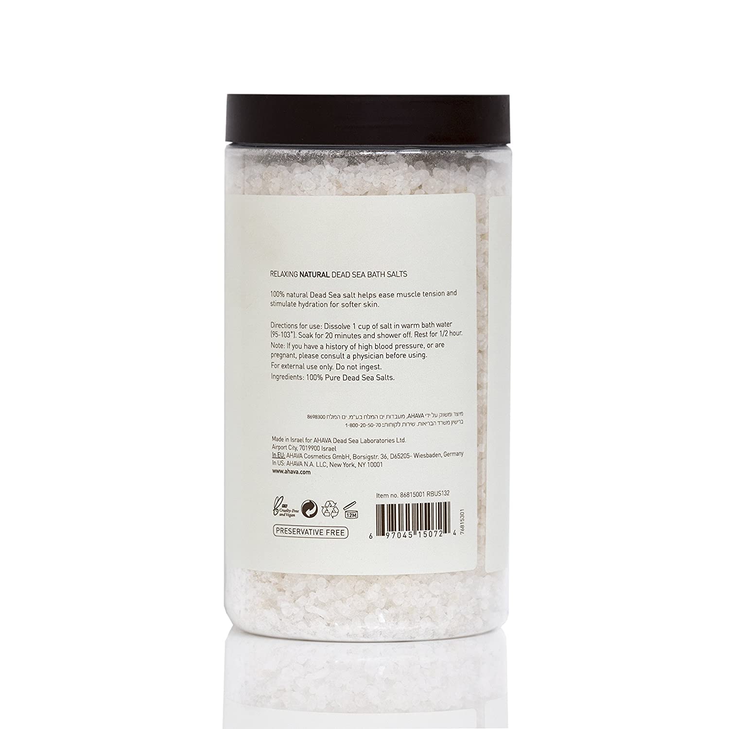 AHAVA Dead Sea Mineral Bath Salt- Intense Relaxation for Body & Mind, Elevates Moisture, Softens & Eases Sore Muscles, Enriched by Exclusive Dead Sea Salt & Osmoter blend, 32 oz - Image 4