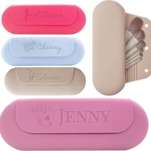 ubmpj Custom Silicone Makeup Brush Holder, Personalized Makeup Brush Bag with Magnetic Clasp Large Capacity Portable Cosmetic Bag Customized Gifts for Girlfriend Mom Her