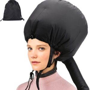 Bonnet Hooded Hair Dryer Attachment, Larger Adjustable Deep Conditioning Cap for Fast Hair Drying with Elastic Band for Fixing Free, Hair Curling Nursing Oil Treat-Ment SPA Steamer Cap