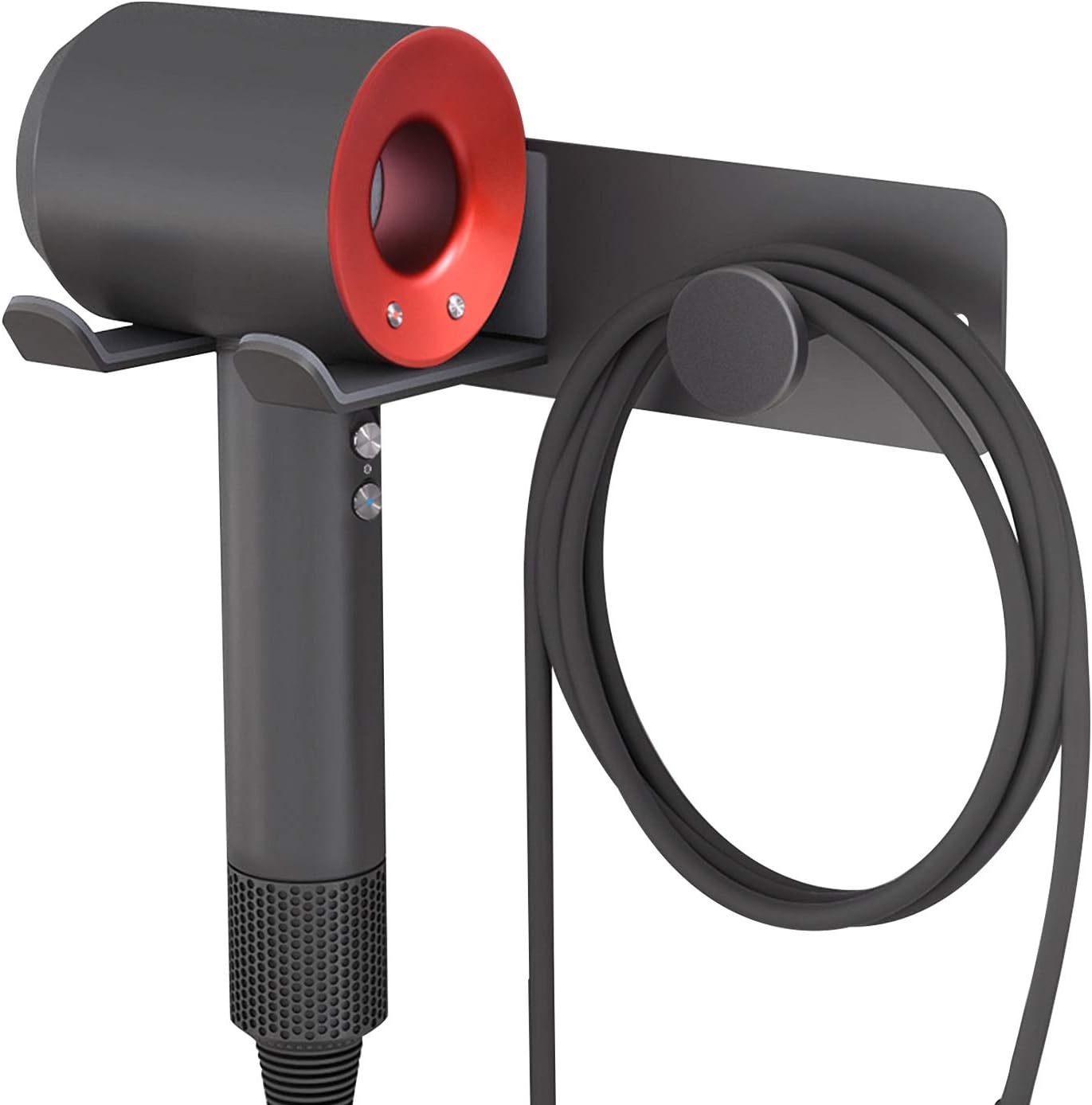 Dyson Hair Dryer Holder Wall Mounted with Self Adhesive, FLE SUS-304 Stainless Steel Wall Mount Adhesive Rack Organizer for Dyson Supersonic Hair Blow Dryer, Power Plug, Diffuser and Nozzle