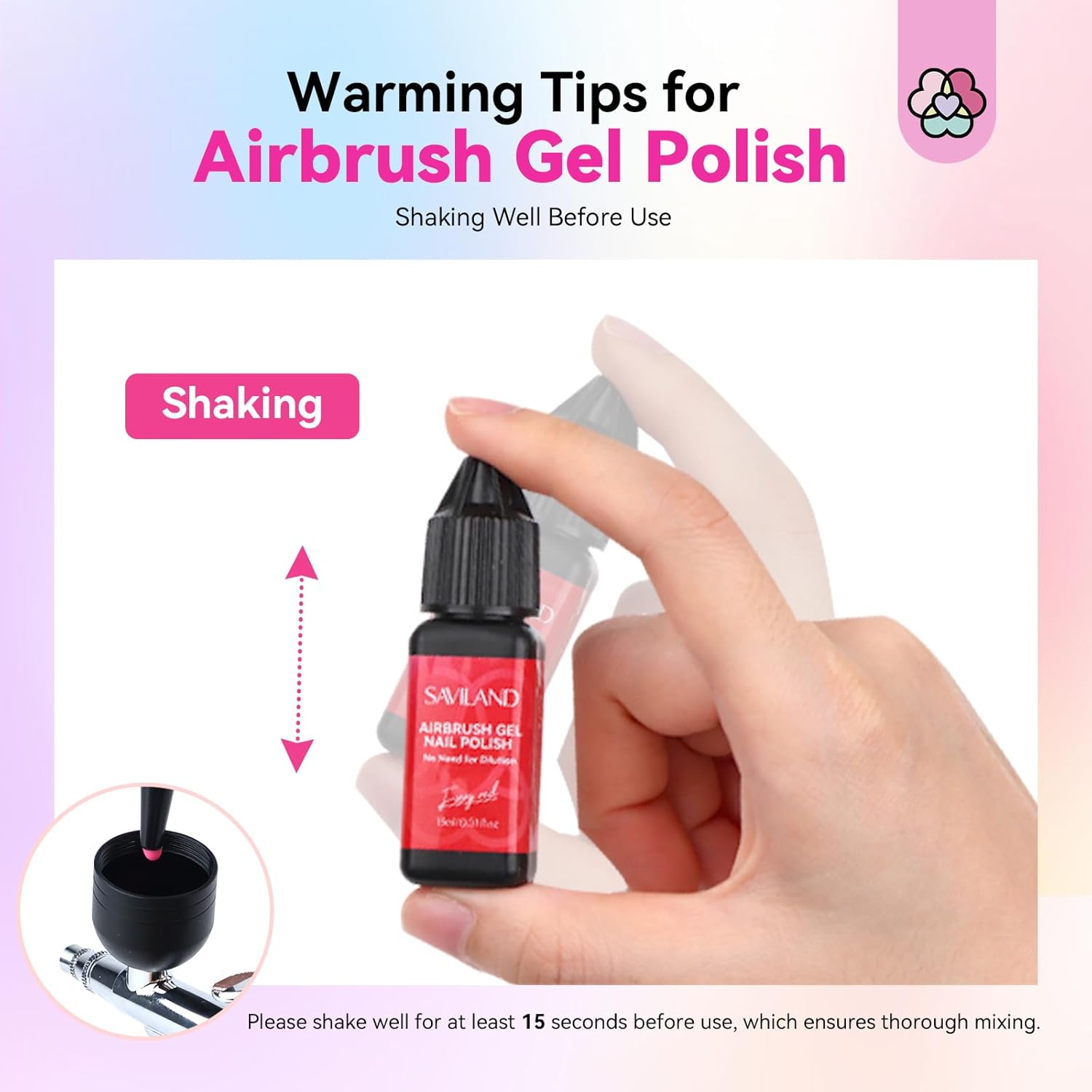 SAVILAND Airbrush Gel Nail Polish: Dilution-Free 24 Colors Airbrush for Nails with Airbrush for Gradients Nails Blush Nails Layered Nail Art Various Pattern High Color Saturation for Home Salon Kit - Image 4