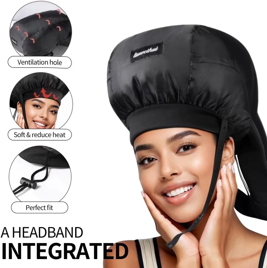 Adjustable Hair Drying Hoods, Diffuser Cap for Curly Hair, Drawstring Hair Dryer Bonnet, Double Tube Hair Dryer Cap, Attachment for Curly Hair, Bonnet Hair Dryers for Women - Image 2