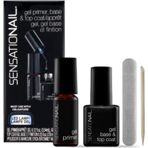 Sensationail Gel Base and Top Coat Nail Polish Kit - For a Long-Lasting Salon Grade Manicure - 4 Piece Set Includes Gel Primer, Base & Top Coat, and Essentials - Lasts Up to 2 Weeks