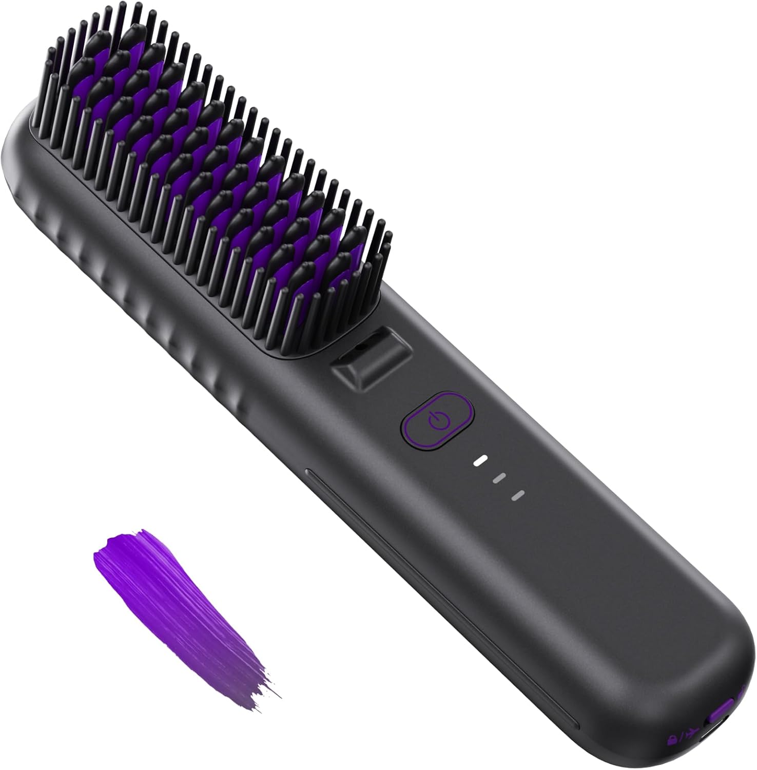 Cordless Hair Straightener Brush, Portable Mini Straightening Brush for Travel, Negative Ion Hot Comb Hair Straightener for Women, Light Purple