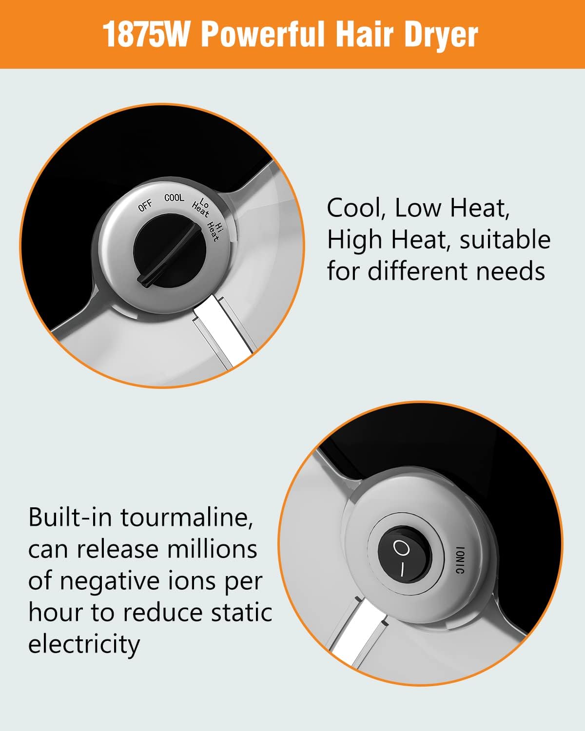 Ionic 1875W Standing Hooded Hair Dryer with Adjustable Bonnet, 3 Heat Settings, and Wheels - Image 3