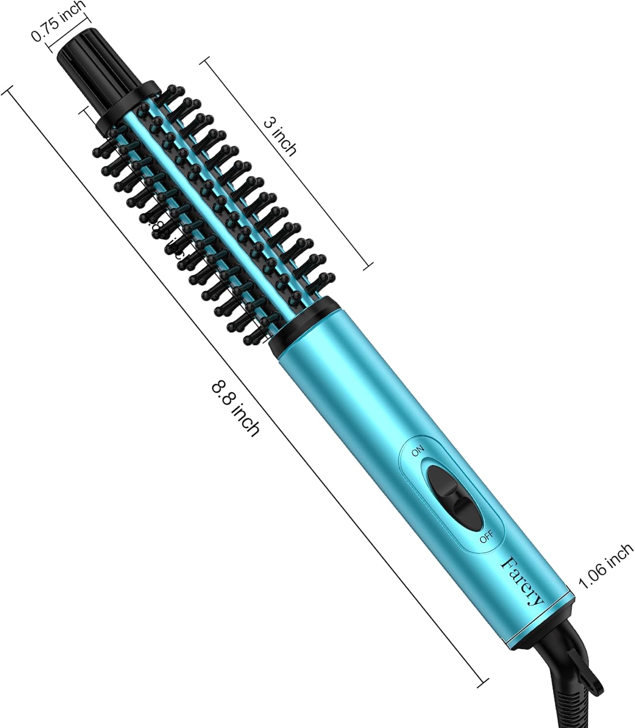 Blue 3/4 Inch Mini Thermal Brush and Curling Iron for Short Hair Travel Size - Image 9