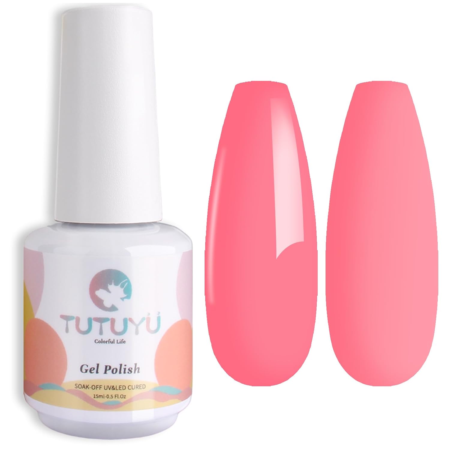 Pastel Coral Pink Gel Nail Polish,Macaron Coral Pink Gel Polish for Nail Art Starter or Manicure Salon, 0.51 Fl Oz - GP0022 - Image 2