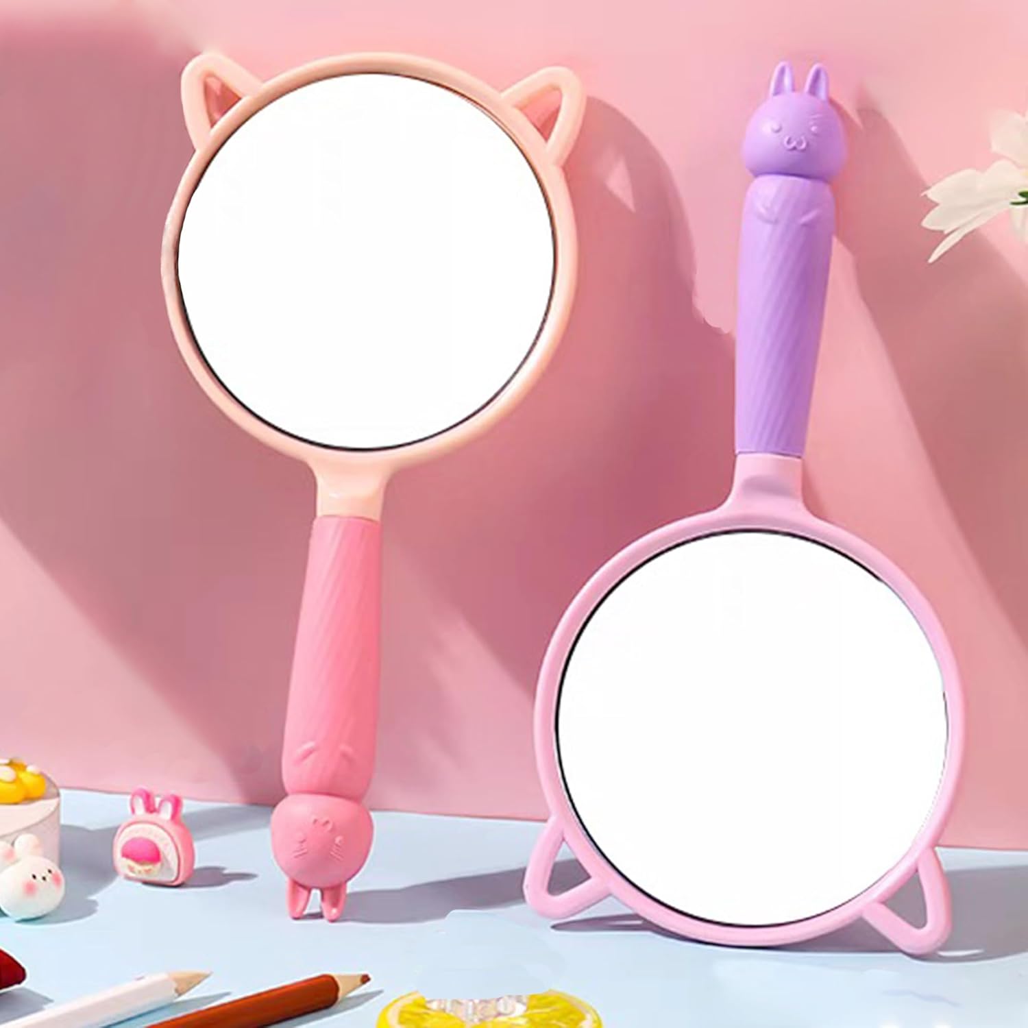 4 Pieces Hair Brush Hair Comb Set For Women Girls Gift Cute shaped Hair Comb Hair Brush Handheld Mirror Set Travel Detangling Comb Massage HairBrush with Air Cushion For Wet Dry Hair (Pink) - Image 6